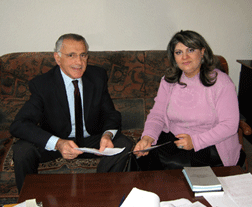 ARF Western US CC Chairman Avedik Izmirlian with Armenian Genocide Institute's Yeranouhi Margaryan