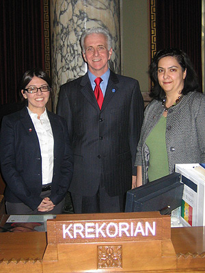 ANC-WR Government Relations Director Lerna Kayserian Shirinian, LA City Councilmember Paul Krekorian and ANC Crescenta Valley Chairwoman Romina Der Bedrossian.
